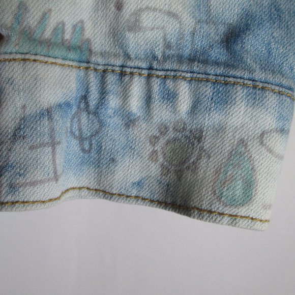 Route 66 Womens Faded Blue Jean Jacket Sz Large Band Lyrics Written Thro… - Picture 8 of 13